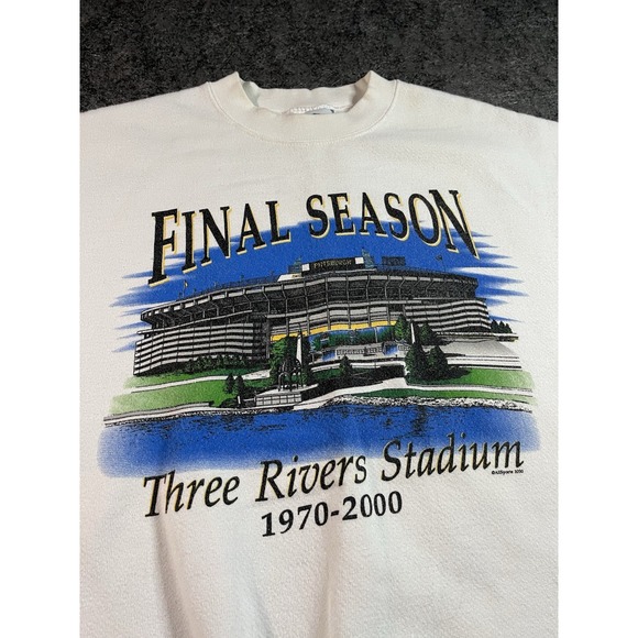 Vtg Pittsburgh Pirates 'Final Season Three Rivers Stadium' Medium White Pullover - Picture 1 of 9
